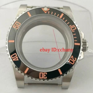 Caja de reloj de zafiro de 40 mm Cerámica negra Bisel rosa Ajuste numérico NH35 NH36 Movimiento - Imagen 1 de 6