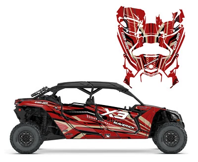 Can am Maverick X3 Max 4-seater custom graphics decal kit design V2001 Magma Red - Image 1 of 4