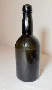 rare antique 18th century handmade 4 part mold blown green whiskey glass bottle - Picture 1 of 9
