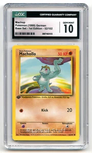 CGC 10 GEM MINT German Machop Machollo Base Set 1st Edition Pokemon 52/102 -23 - Picture 1 of 2