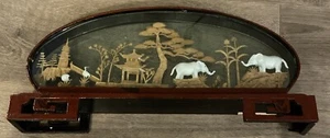 Cork Art Chinese HAND MADE Oval Lacquered Wood Glass 13.75x2x7” Beautiful Read - Picture 1 of 12