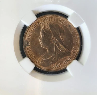 Centavo Gran Bretaña 1899 NGC MS63 RB Queen Victoria - ¡Ver fotos! Foto 1 de 4
