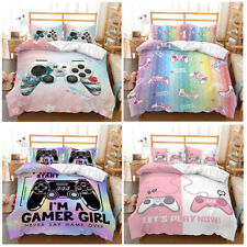 Pink Gamepad Gamer Game Girl Doona Duvet Quilt Cover Bedding Set Room Decoration