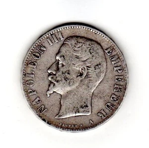 NAPOLEON III EMPEREUR FRANCE 5 FRANCS 1855 A PARIS Argent Silver TTB - Picture 1 of 2