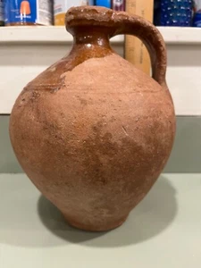 c.1820 Maine Redware Ovoid pottery jug AAFA Corliss Woolwich 7.5” miniature - Picture 1 of 7