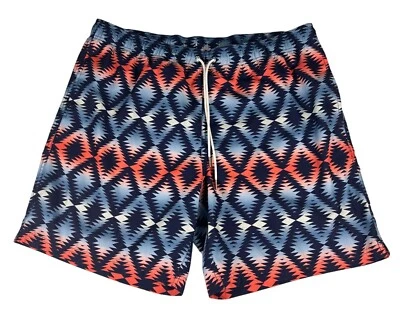 Lands' End Swimming Trunks Shorts Men XL 40-42 Blue Red Drawstring Netted Beach - Image 1 of 4