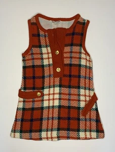 Vintage 1960s Red Plaid Dress Youth Size 4 Italian Fabric  - Picture 1 of 10