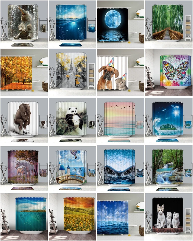 Duschvorhang Textil Badewannenvorhang 180x200cm inkl Ringe Anti Schimmel Design7 - Bild 1 von 1