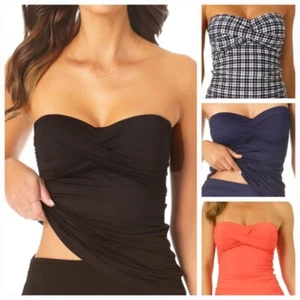 Anne Cole Twist Front Bandeau Tankini Swim Top - Picture 1 of 14