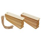 100Pcs Wooden DIY Bookmark Blank Bookmarks with Ropes Wooden Book Markers5598