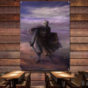 Tempelritter Flagge Banner Wanddeko Gemälde Kreuzzug Wandbild Poster Wandteppich - Bild 1 von 5