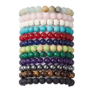 8mm Stretchy Stone Bracelet Assorted Gemstone Beads Healing Reiki Chakra T60 - Picture 1 of 42