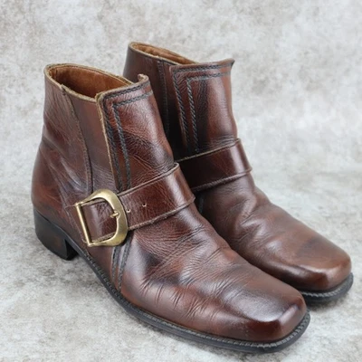 Vintage Monk Strap Chelsea Boots Brown Leather Womens Size 9.5 B Ball AA Heel - Image 1 of 4