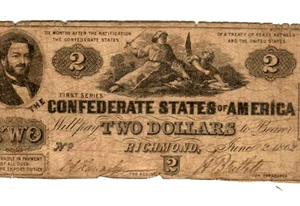 $2 "SLAYER NOTE" (CONFEDERATE) 1800'S "VIOLENT SCENE" $2 "SLAYER NOTE" RARE!!!!! - Picture 1 of 3