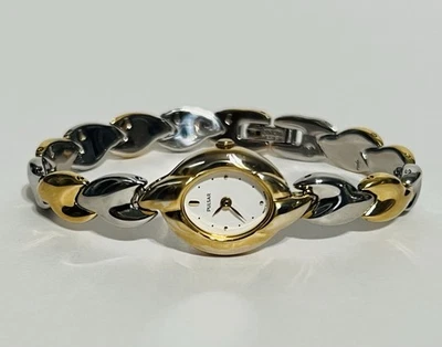 Vintage Pulsar Ladies Fashion Two Tone Oval Quartz 17mm Watch 7” V810-X011 - Image 1 of 4