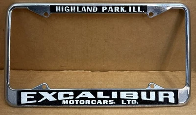 RARE VINTAGE EXCALIBUR MOTORCARS LTD. ( HIGHLAND PARK, ILL.) License Plate Frame - Image 1 of 4