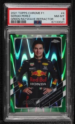 2021 Chrome Formula 1 F1 Racers Green RayWave Refractor /99 Sergio Perez PSA 8 - Image 1 of 2