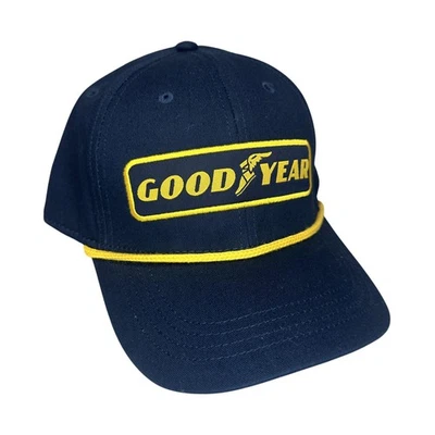 Gorra Goodyear Snap Back azul marino amarillo parche de cuerda camionero bordado para hombre Foto 1 de 4