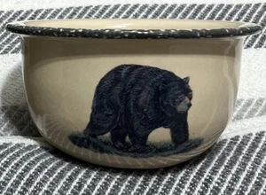 Vintage Home & Garden Party Ltd Steinzeug Schwarzbär 6" Suppenschüssel Hütte USA - Bild 1 von 5
