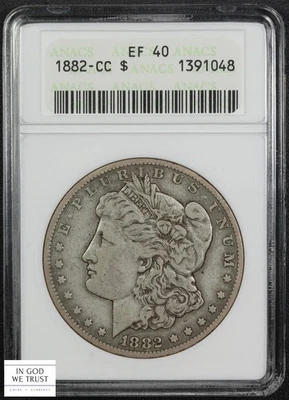 1882 CC Carson City Morgan dólar de plata $1 antiguo soporte de caja de jabón ANACS XF 40 Foto 1 de 4