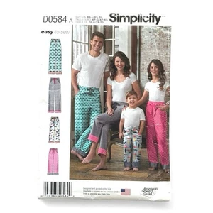 Simplicity Sewing Pattern D0584/ 8179 Lounge Pant Pajama Adult Teen Child Uncut - Picture 1 of 4