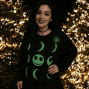 Disney The Night Before Christmas Sweatshirt Jack Moon Phase Glow In The Dark - Picture 1 of 7