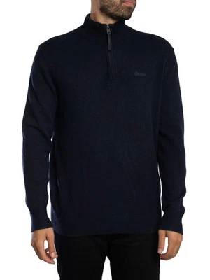 Superdry Men's Wool Blend Half Zip Jumper, Blue - Image 1 of 4