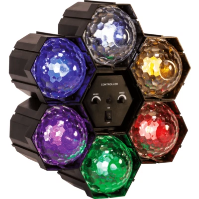 Disco Light 6 Way Pod Party DJ Multi Colour Crystal LED Lamp Lighting FX  - Image 1 of 4