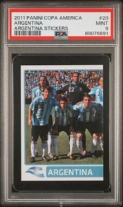2011 Panini Copa America Lionel Messi PSA 9 POP 1 Argentina Team Sticker #20 - Picture 1 of 2