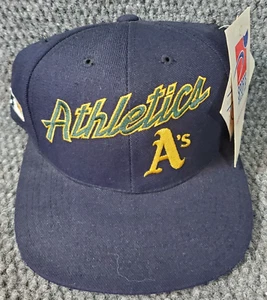 Vtg Sports Specialties Oakland A's Hat Dark Blue Dome Snapback Logo MLB Athletic - Picture 1 of 12