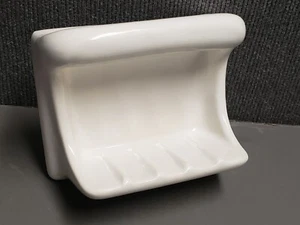 Vintage 60er Jahre Tilecrest Keramik Seifenschale mit Stange für gefliestes Bad, Dusche - weiß NEU - Bild 1 von 5