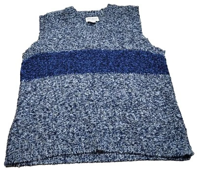 Chaleco Suéter Vintage Enuf Internationale Mujer L Azul Rayas Pullover EE. UU. Foto 1 de 4