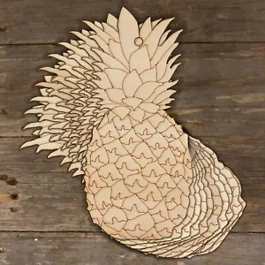 10x ananas in legno forma artigianale frutta intera 3 mm strato pianta alimentare tropicale vite - Foto 1 di 4