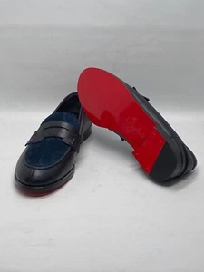 Christian Louboutin Penny suede-trimmed leather loafers size 36.5 Retail $1095 - Picture 1 of 11