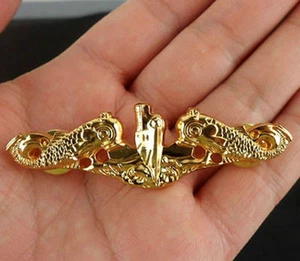US Navy Offiziere U-Boot Kriegsführung Gold Abzeichen Abzeichen Kleid Militär Anstecknadel  - Bild 1 von 2