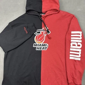 Mitchell & Ness Miami Heat Hoodie 4XLT Black/Red Split Big Tall Pullover NBA - Picture 1 of 19