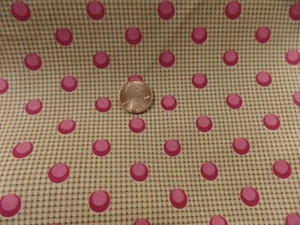 Windham Fabrics, Tiny Brown Checks, Dark Pink Circles Allover, SELLING BY YARD - Picture 1 of 2