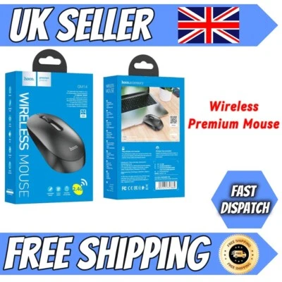 BLACK WIRELESS CORDLESS 2.4GHz MOUSE USB DONGLE OPTICAL SCROLL FOR PC LAPTOP MAC - Image 1 of 4