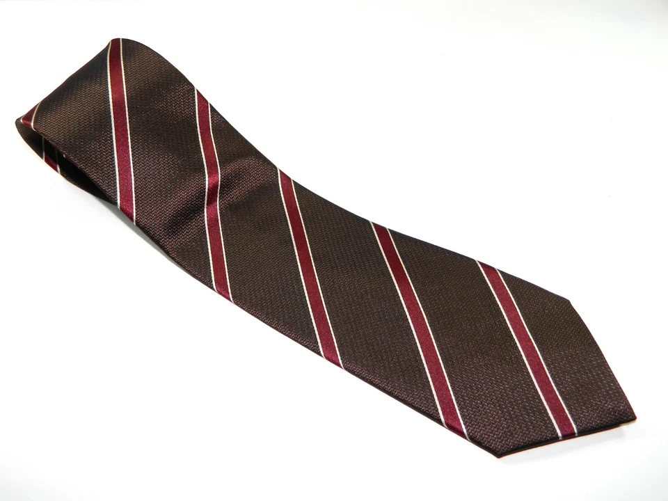 Мужская SARAR галстук галстук сделано в Италии коричневый красное вино полоски REPP - Изображение 1 из 4