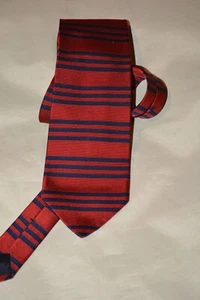 Brooks Brothers leuchtend rot mit blauen horizontalen Streifen Krawatte reine Seide hergestellt in den USA - Bild 1 von 10