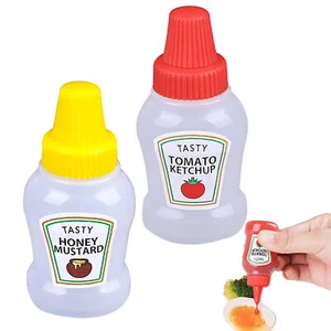 2x Mini Tomato Ketchup Bottle Portable Sauce Salad Bottle Camp Dressing New - Picture 1 of 10