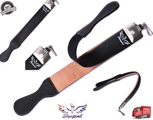 SALON STRAIGHT CUT THROAT WET SHAVING RAZOR RASOIR LEATHER SHARPENING STROP/BELT - Picture 1 of 5