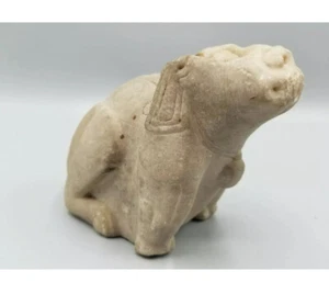 18th c Chinese Carved Stone Water Dropper Dog/Rabbit Okimono Netsuke Calligraphy - Picture 1 of 12