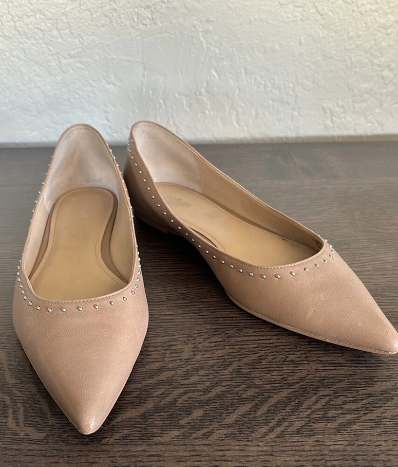 Botkier New York Aubrey Tachonado Punta Punta Cuero Ballet Zapatos Planos Talla 9 Foto 1 de 4