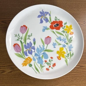 Heinrich Primavera Germany 11” Diameter Pedestal Cake Plate Stand Iris Tulip - Picture 1 of 3