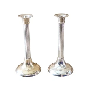 Vintage International Silver Candlestick Candle Holder Set Of 2 Silverplate 8" - Picture 1 of 10