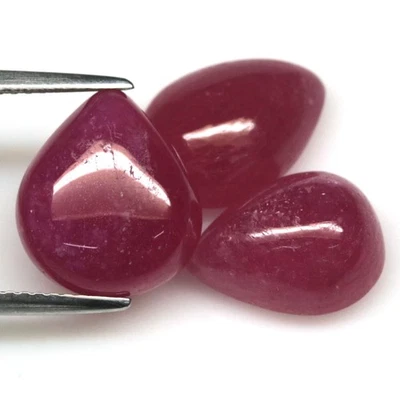 18.10 CT. 3Pcs Heated Red Ruby Madagascar Pear Cabochon - Image 1 of 4