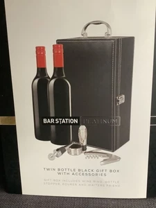 Double Bottle Luxury Gift Box Wine BLACK with accessories, by Bar station - Picture 1 of 3