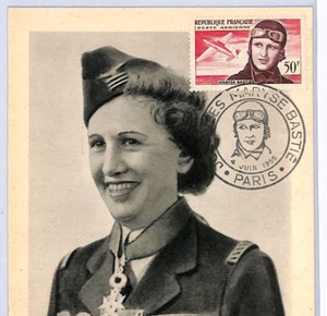FRANCE 1955 FDC Air Mail 50f MARYSE BASTIE Maxi-Card AVIATRIX Women PILOT XF352 - Picture 1 of 12