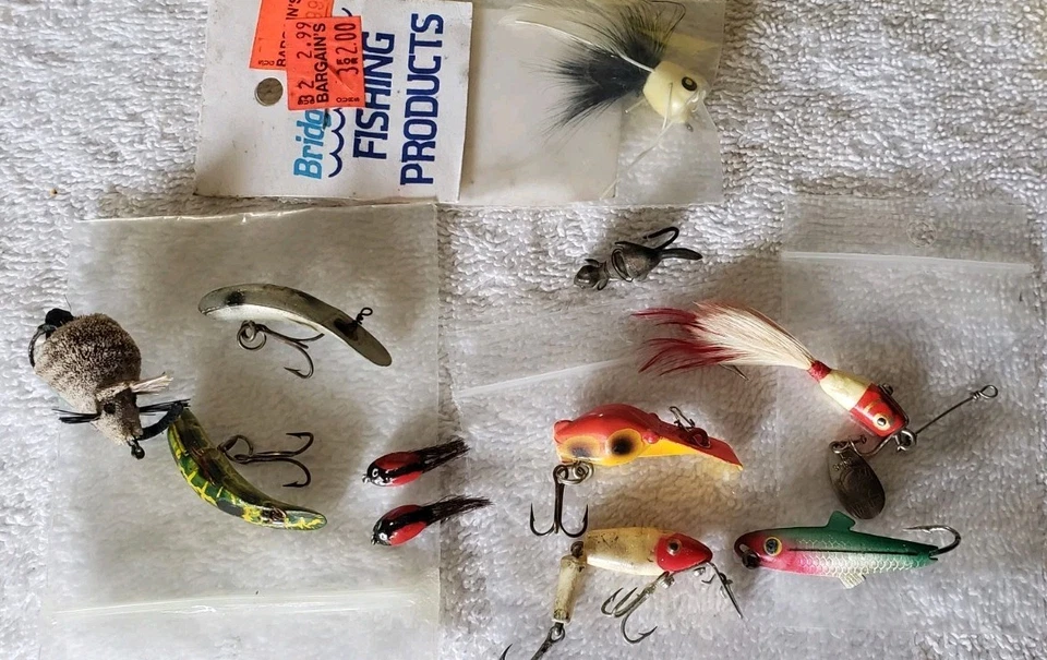 Лот винтажных рыболовных приманок летающие резиновые жуки спиннеры приманки нахлыстовое удилище приманки лот - Изображение 1 из 2
